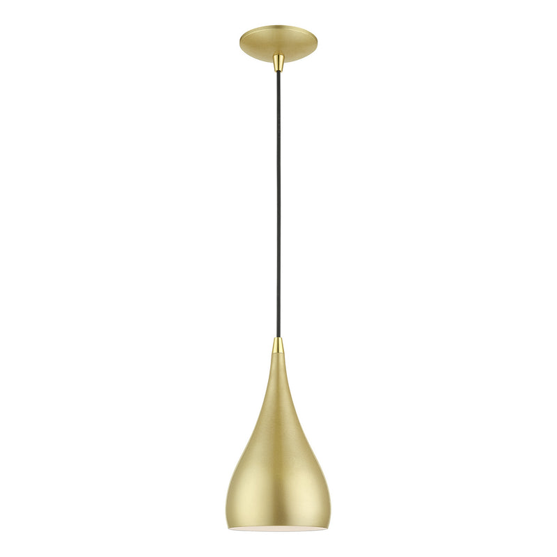 Livex Lighting 41171-33 One Light Mini Pendant, Soft Gold w/Polished Brass