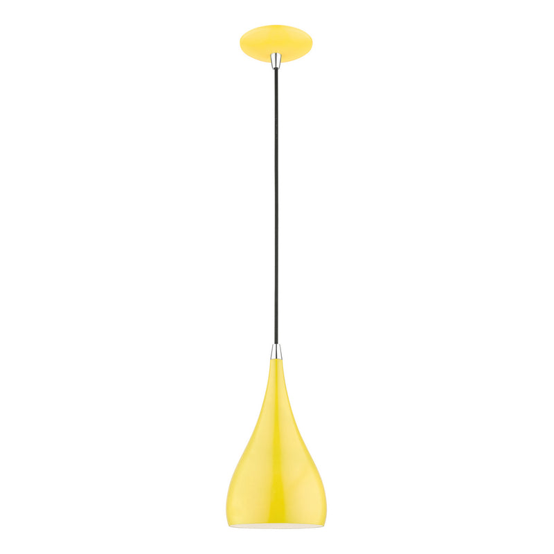 Livex Lighting 41171-82 One Light Mini Pendant, Shiny Yellow w/Polished Chrome