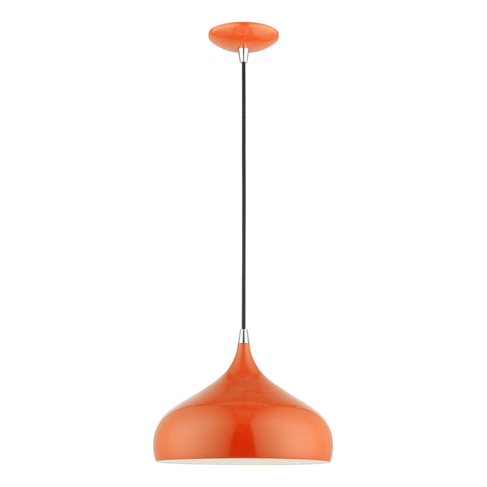 Livex Lighting 41172-77 One Light Pendant, Shiny Orange w/Polished Chrome