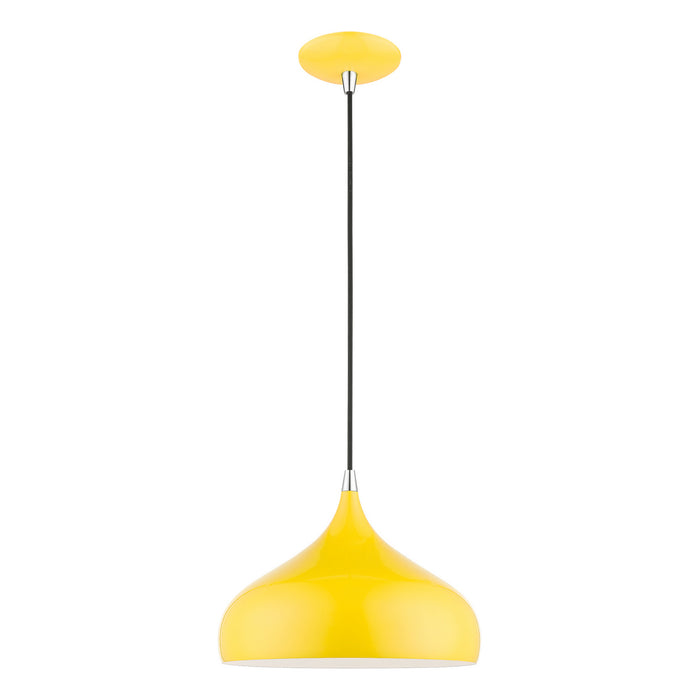 Livex Lighting 41172-82 One Light Pendant, Shiny Yellow w/Polished Chrome