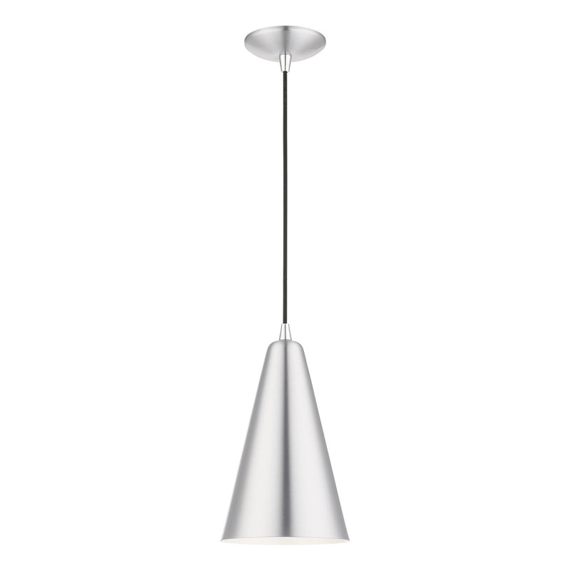 Livex Lighting 41175-66 One Light Mini Pendant, Brushed Aluminum w/Polished Chrome