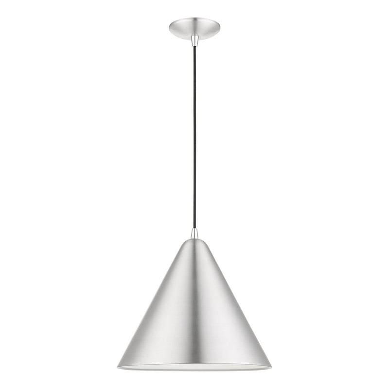 Livex Lighting 41176-66 One Light Pendant, Brushed Aluminum w/Polished Chrome