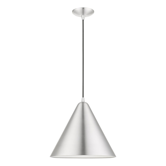 Livex Lighting 41176-66 One Light Pendant, Brushed Aluminum w/Polished Chrome