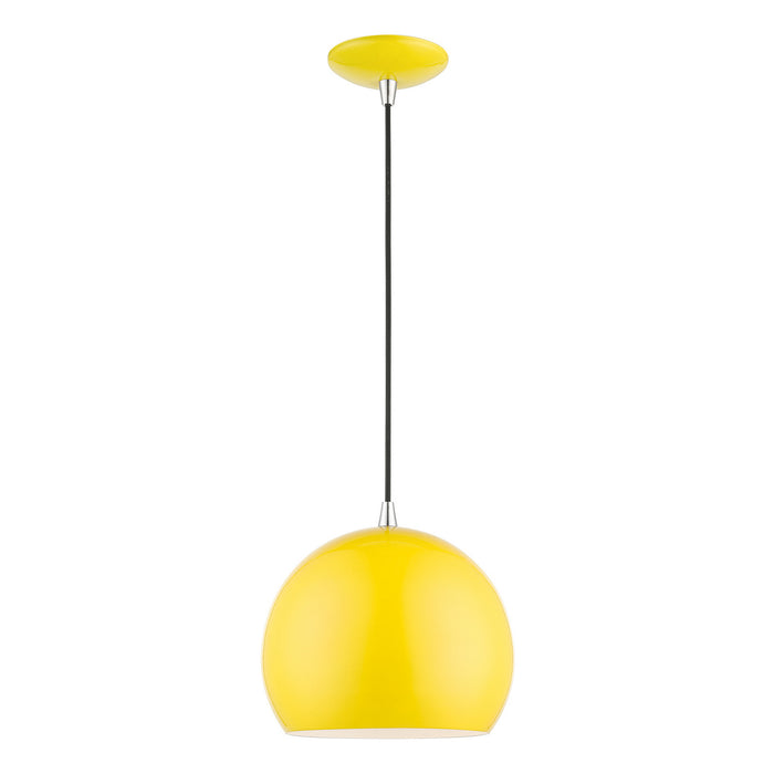 Livex Lighting 41181-82 One Light Pendant, Shiny Yellow w/Polished Chrome