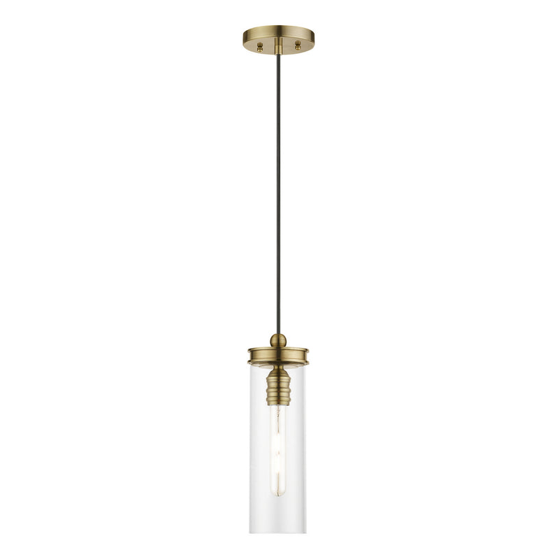 Livex Lighting 41236-01 One Light Mini Pendant, Antique Brass