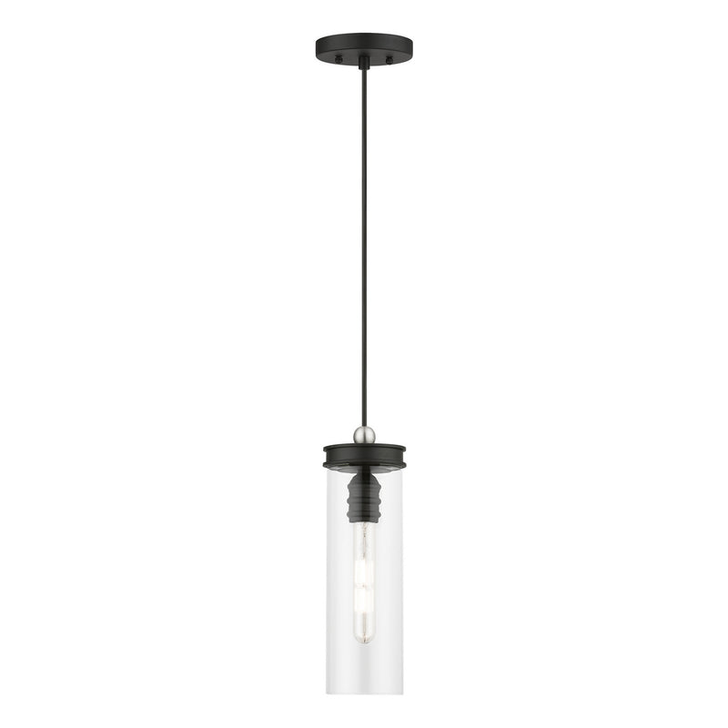 Livex Lighting 41236-04 One Light Mini Pendant, Black w/Brushed Nickel