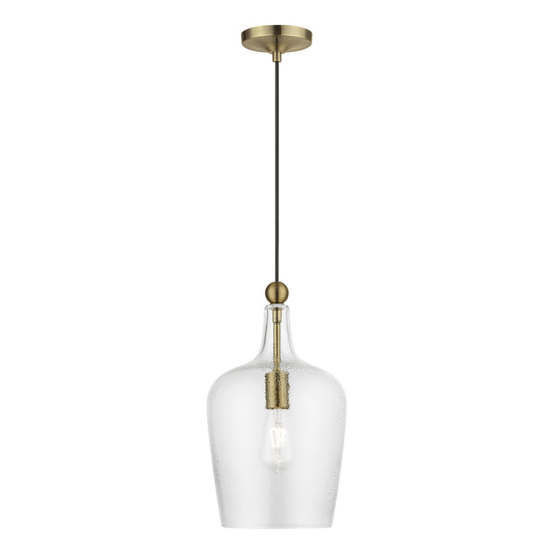 Livex Lighting 41237-01 One Light Pendant, Antique Brass