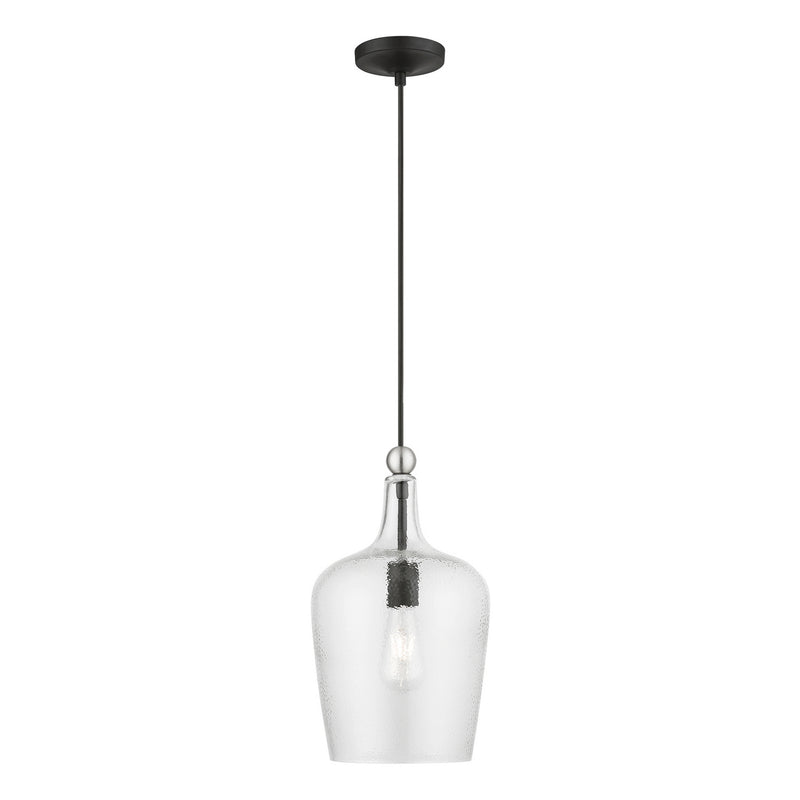 Livex Lighting 41237-04 One Light Pendant, Black w/Brushed Nickel