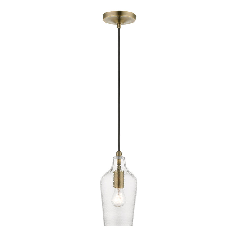 Livex Lighting 41240-01 One Light Mini Pendant, Antique Brass