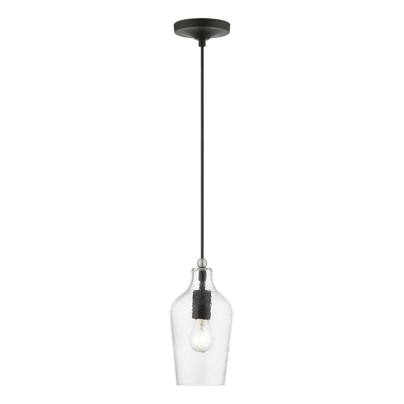 Livex Lighting 41240-04 One Light Mini Pendant, Black w/Brushed Nickel