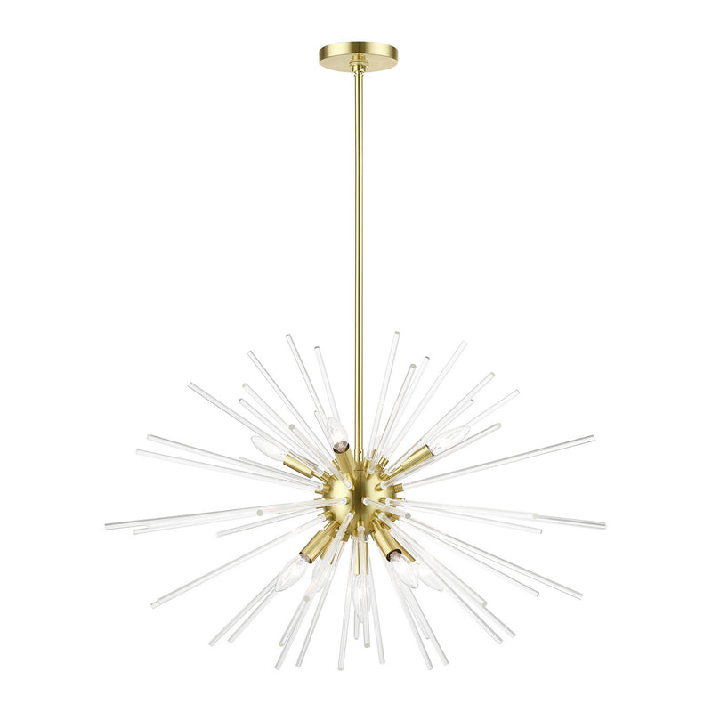 Livex Lighting 41255-12 Nine Light Chandelier, Satin Brass