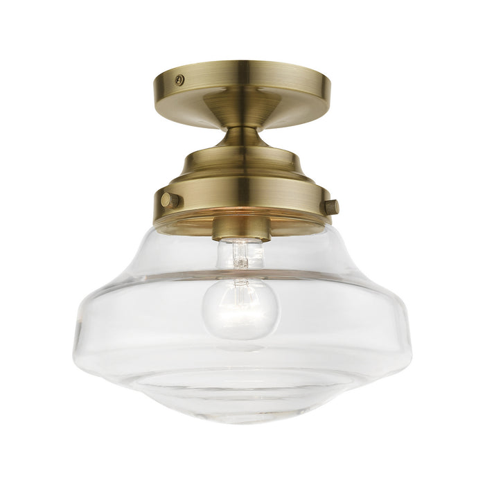 Livex Lighting 41291-01 One Light Semi-Flush Mount, Antique Brass