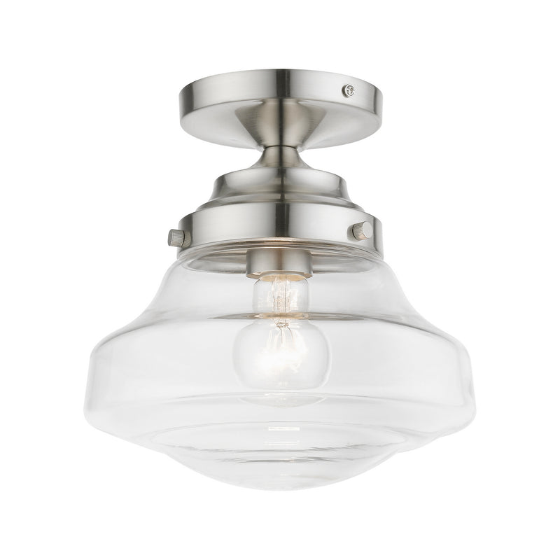 Livex Lighting 41291-91 One Light Semi-Flush Mount, Brushed Nickel