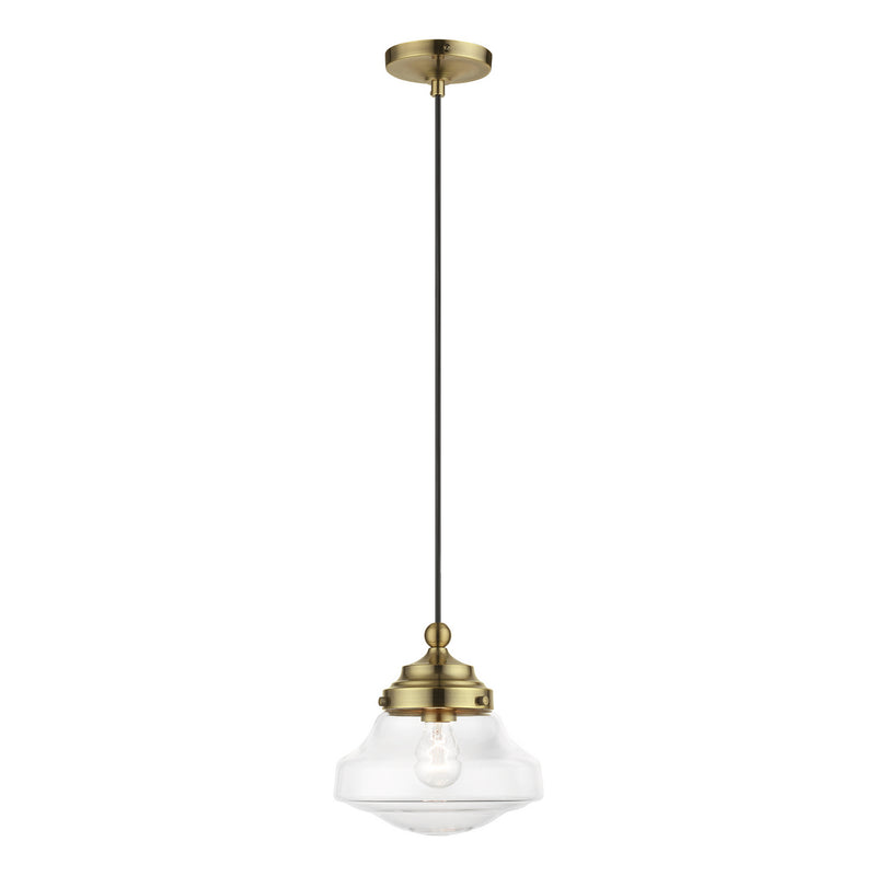 Livex Lighting 41293-01 One Light Mini Pendant, Antique Brass
