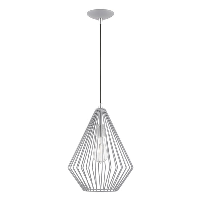 Livex Lighting 41325-80 One Light Pendant, Nordic Gray w/Polished Chrome