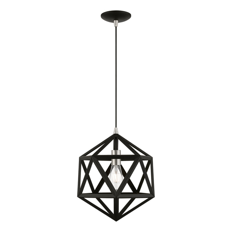 Livex Lighting 41328-04 One Light Pendant, Black w/Brushed Nickel