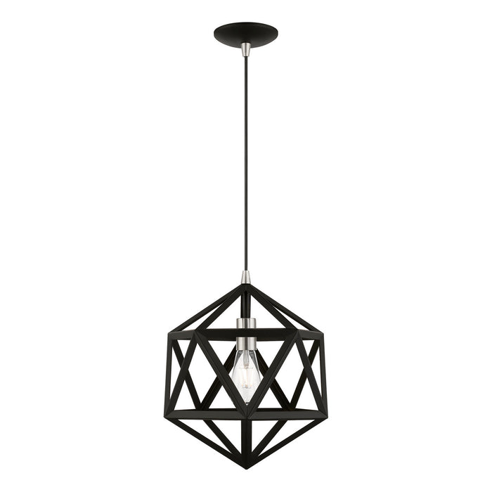 Livex Lighting 41328-04 One Light Pendant, Black w/Brushed Nickel
