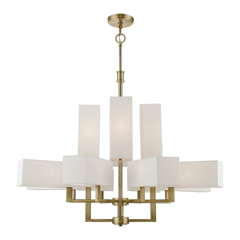 Livex Lighting 42669-01 12 Light Foyer Chandelier, Antique Brass