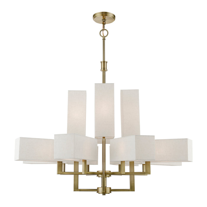 Livex Lighting 42669-01 12 Light Foyer Chandelier, Antique Brass