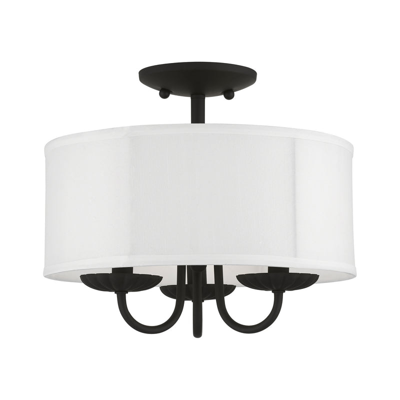 Livex Lighting 42987-04 Three Light Semi-Flush Mount, Black