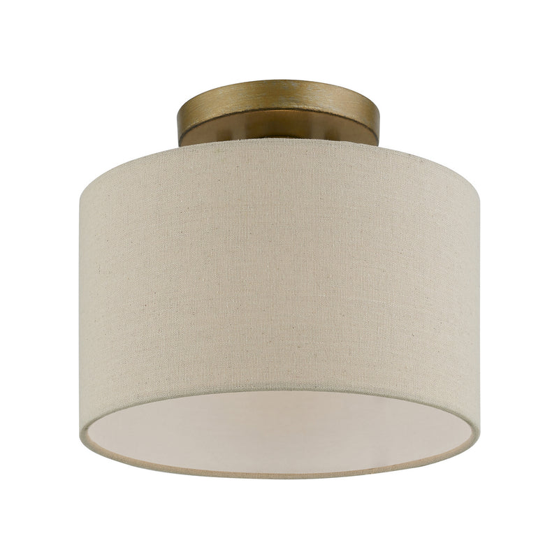 Livex Lighting 45422-48 One Light Semi-Flush Mount, Antique Gold Leaf