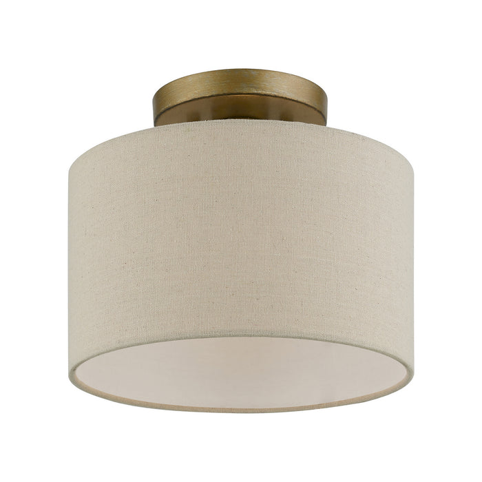 Livex Lighting 45422-48 One Light Semi-Flush Mount, Antique Gold Leaf