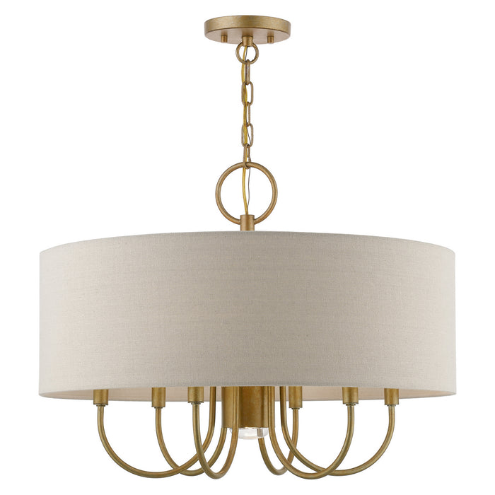 Livex Lighting 45427-48 Seven Light Chandelier, Antique Gold Leaf