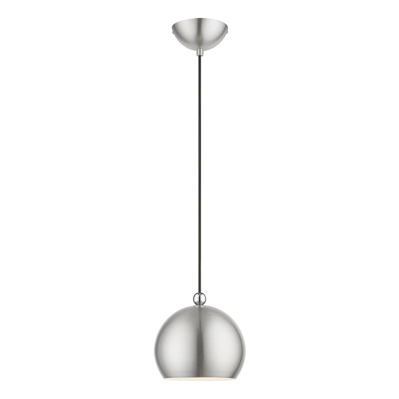 Livex Lighting 45481-91 One Light Mini Pendant, Brushed Nickel w/Polished Chrome