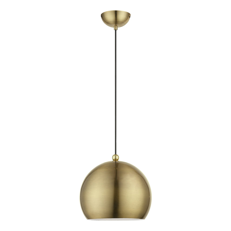 Livex Lighting 45482-01 One Light Pendant, Antique Brass w/Polished Brass