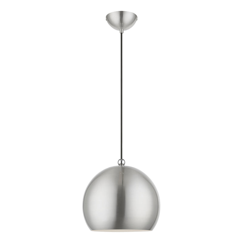Livex Lighting 45482-91 One Light Pendant, Brushed Nickel w/Polished Chrome