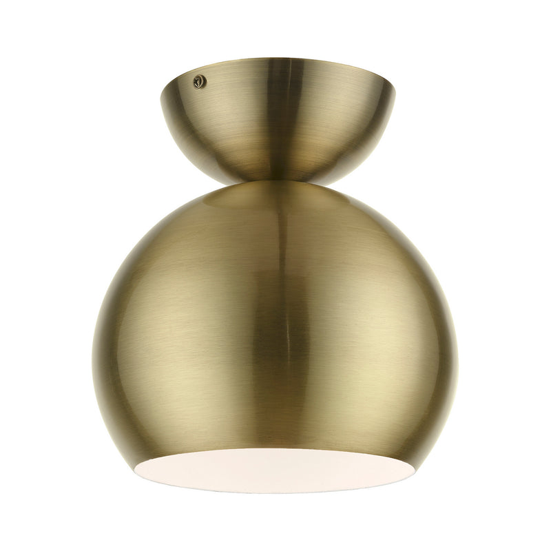 Livex Lighting 45487-01 One Light Semi-Flush Mount, Antique Brass