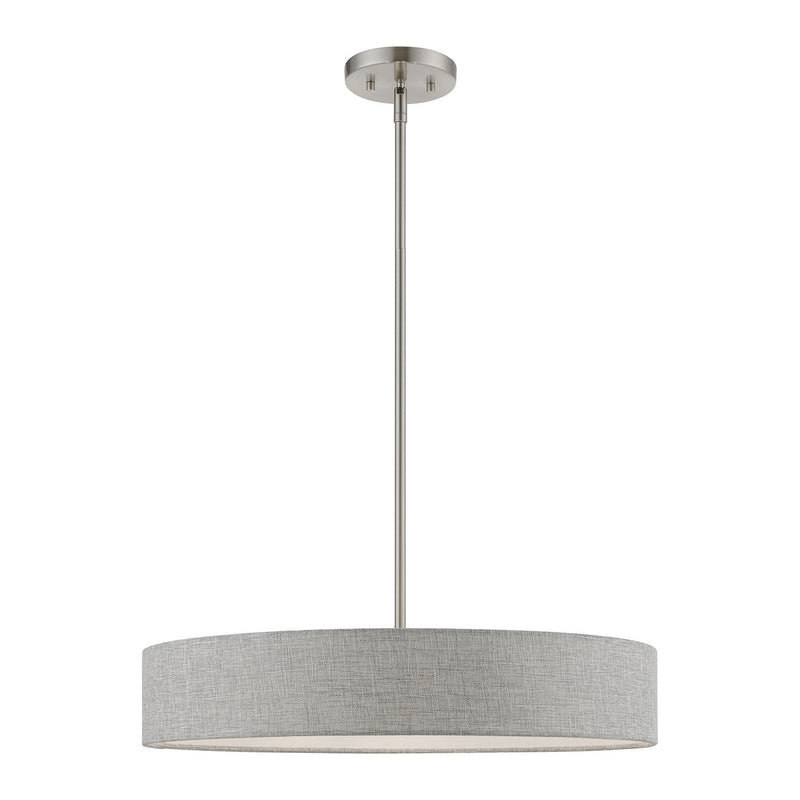 Livex Lighting 46144-91 Four Light Pendant, Brushed Nickel w/Shiny White