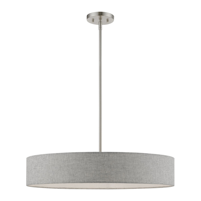 Livex Lighting 46145-91 Five Light Pendant, Brushed Nickel w/Shiny White