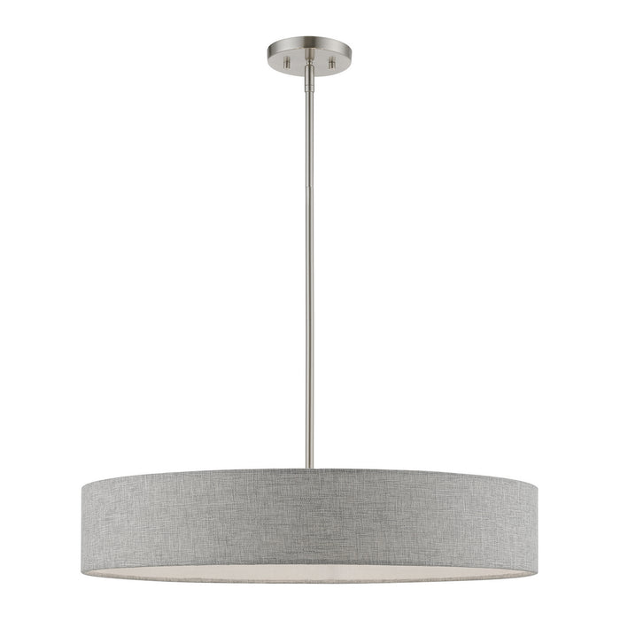 Livex Lighting 46145-91 Five Light Pendant, Brushed Nickel w/Shiny White