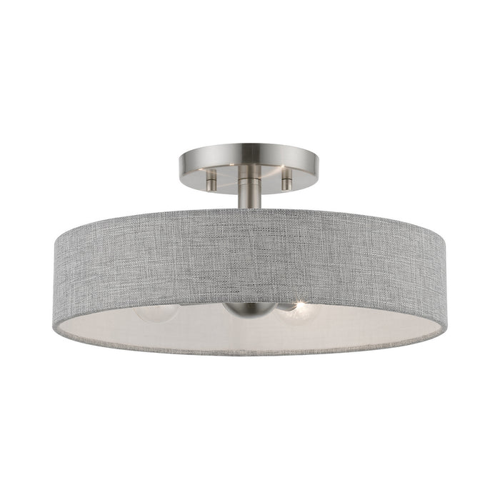 Livex Lighting 46147-91 Four Light Semi-Flush Mount, Brushed Nickel w/Shiny White