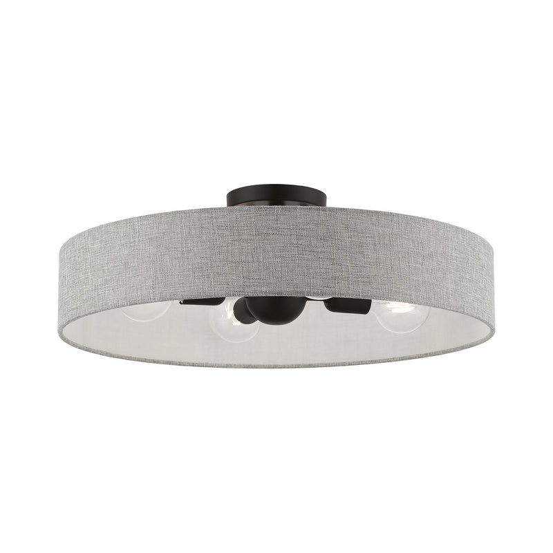 Livex Lighting 46148-04 Four Light Semi-Flush Mount, Black