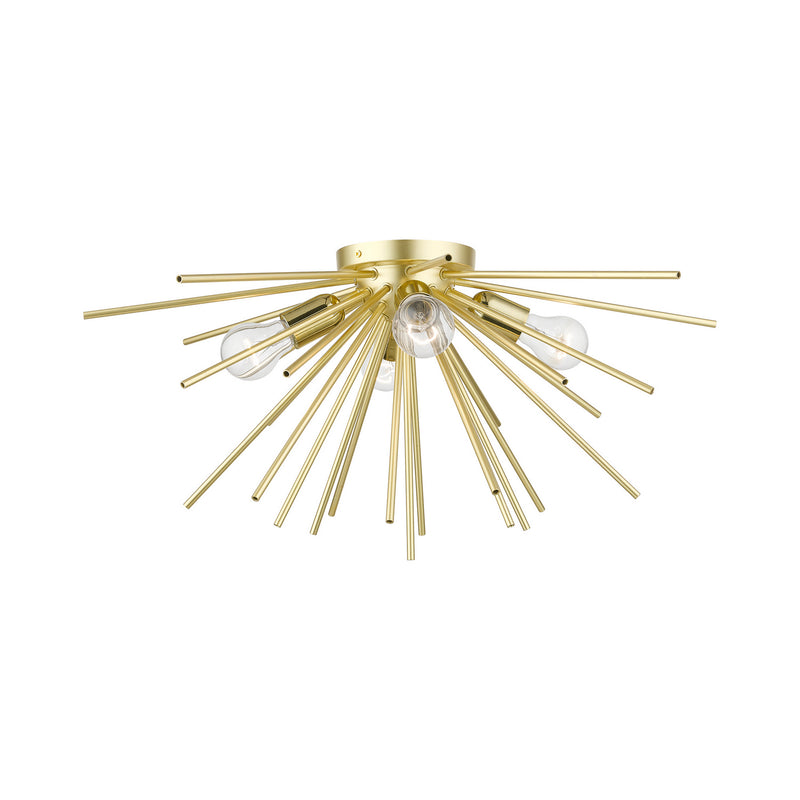 Livex Lighting 46170-33 Four Light Flush Mount, Soft Gold w/Polished Brass