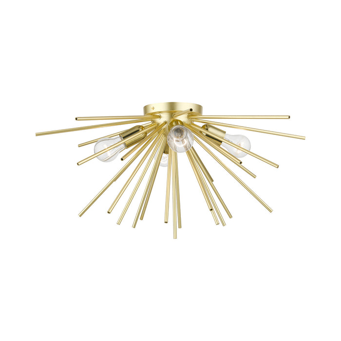 Livex Lighting 46170-33 Four Light Flush Mount, Soft Gold w/Polished Brass