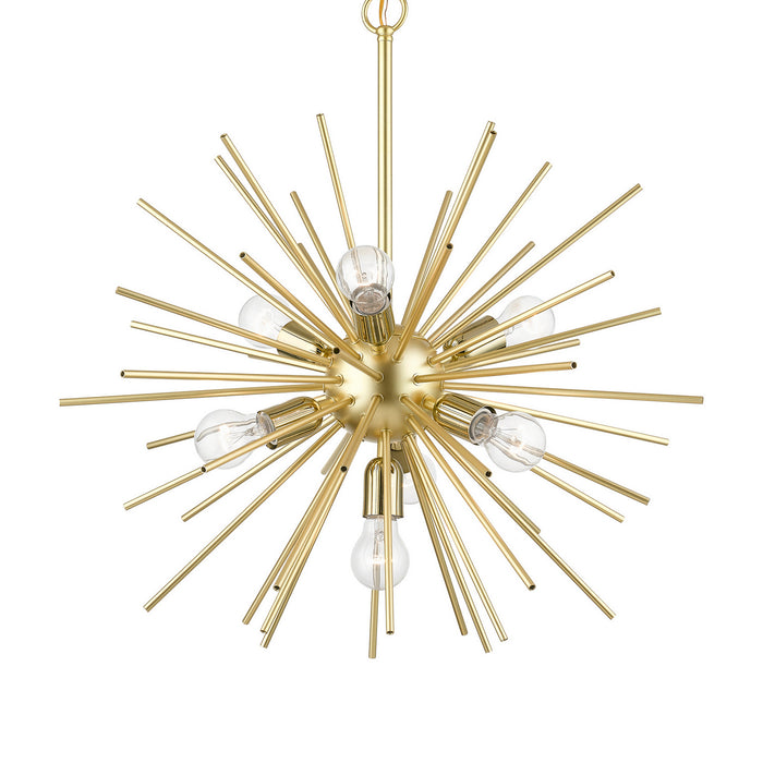 Livex Lighting 46175-33 Seven Light Chandelier, Soft Gold w/Polished Brass