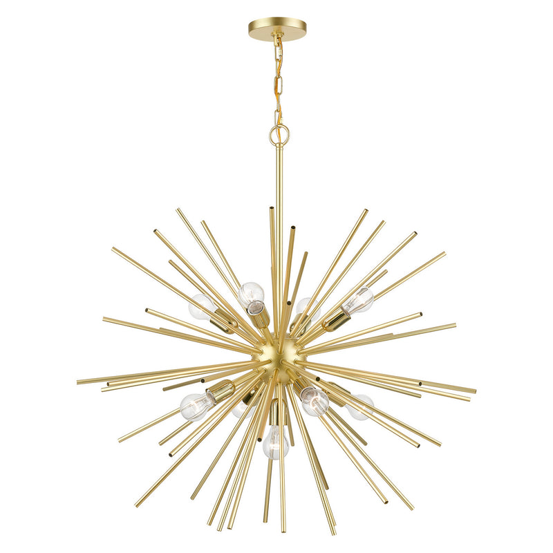 Livex Lighting 46176-33 Nine Light Foyer Chandelier, Soft Gold w/Polished Brass
