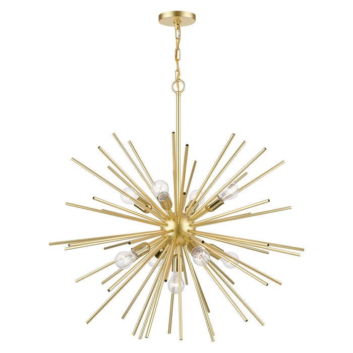 Livex Lighting 46176-33 Nine Light Foyer Chandelier, Soft Gold w/Polished Brass