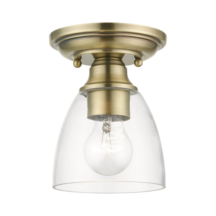 Livex Lighting 46331-01 One Light Semi-Flush Mount, Antique Brass