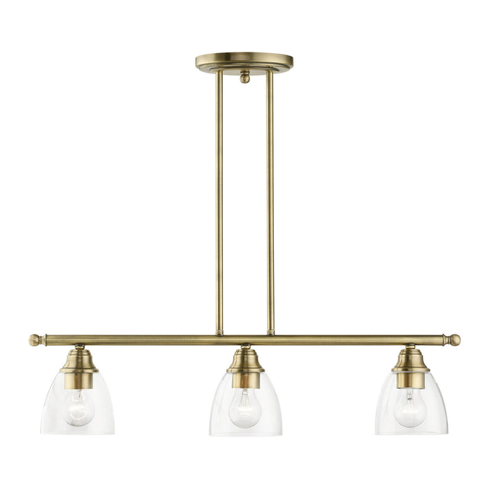 Livex Lighting 46337-01 Three Light Linear Chandelier, Antique Brass