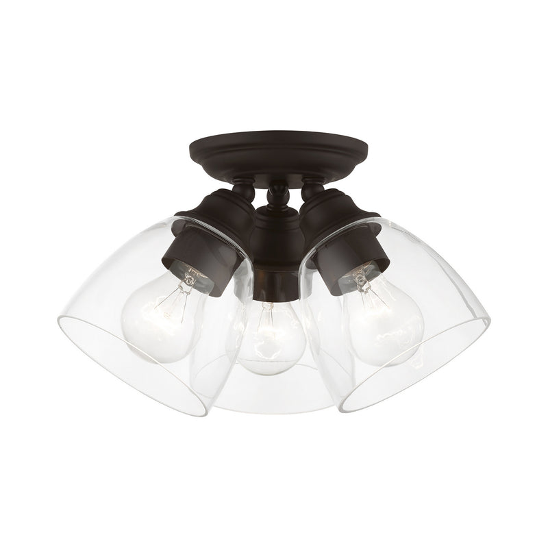 Livex Lighting 46339-07 Three Light Semi-Flush Mount, Bronze