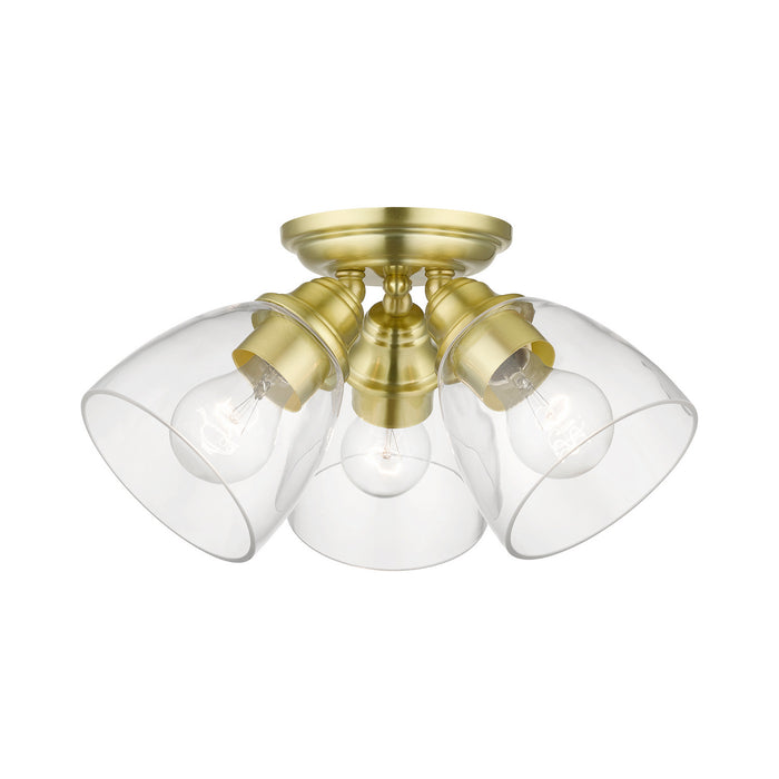 Livex Lighting 46339-12 Three Light Semi-Flush Mount, Satin Brass