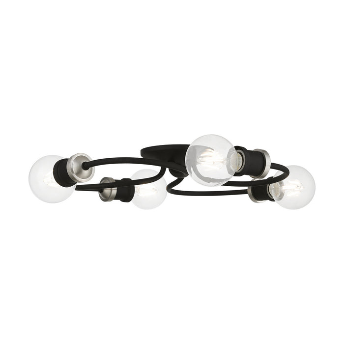 Livex Lighting 46384-04 Four Light Flush Mount, Black w/Brushed Nickel