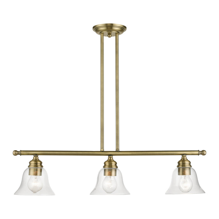 Livex Lighting 46487-01 Three Light Linear Chandelier, Antique Brass