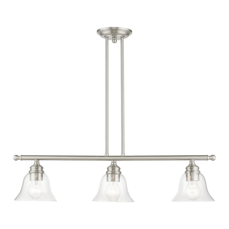 Livex Lighting 46487-91 Three Light Linear Chandelier, Brushed Nickel