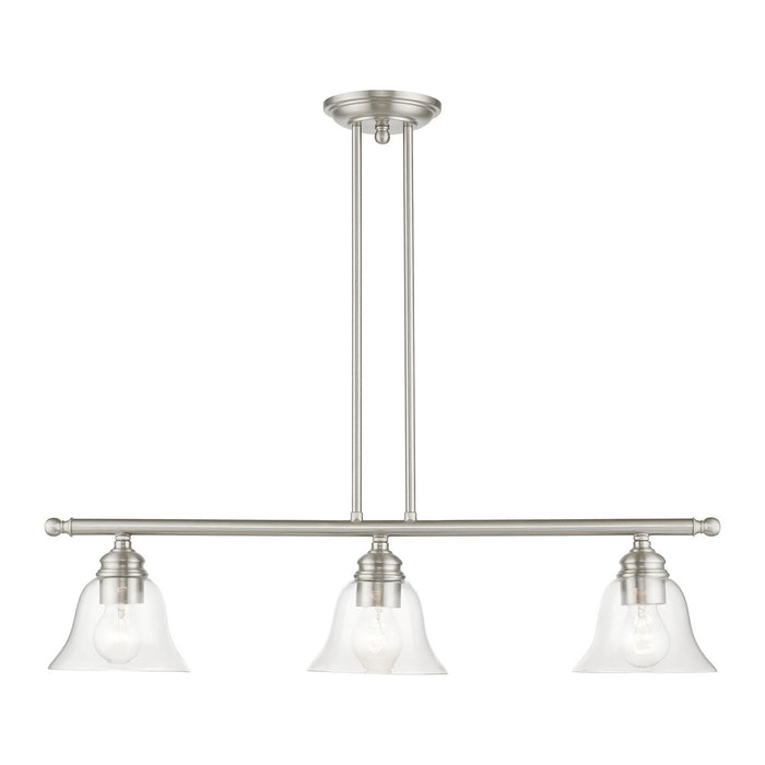 Livex Lighting 46487-91 Three Light Linear Chandelier, Brushed Nickel