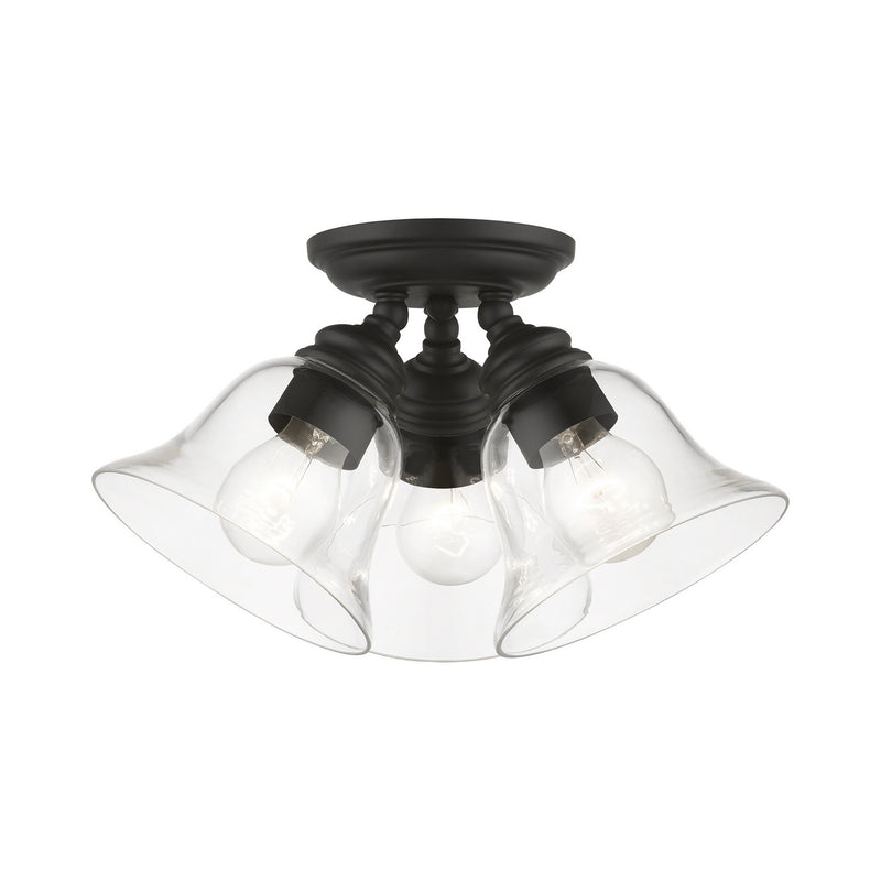 Livex Lighting 46489-04 Three Light Semi-Flush Mount, Black
